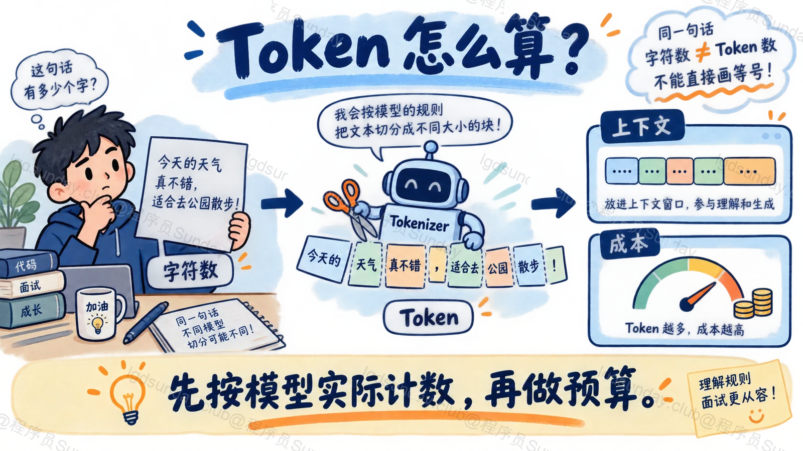 Token 与字符数不是同一个计量单位,预算应按模型实际 Token 计算