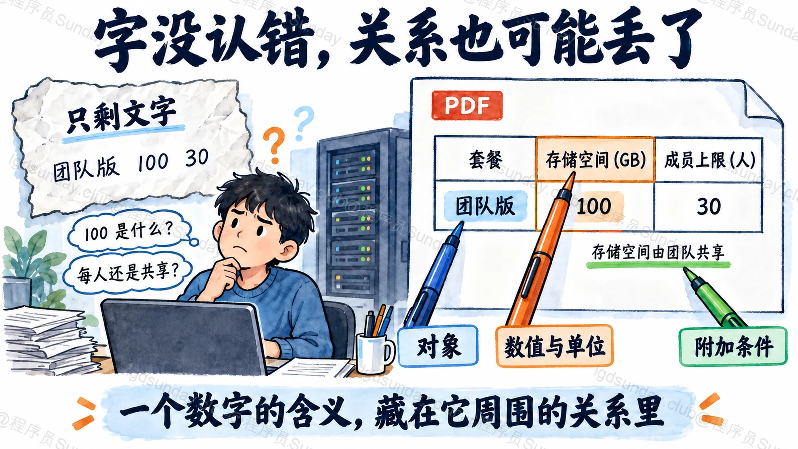 丢掉表头的 100 无法独立解释，保留套餐行、容量列、单位和共享说明后才有完整依据