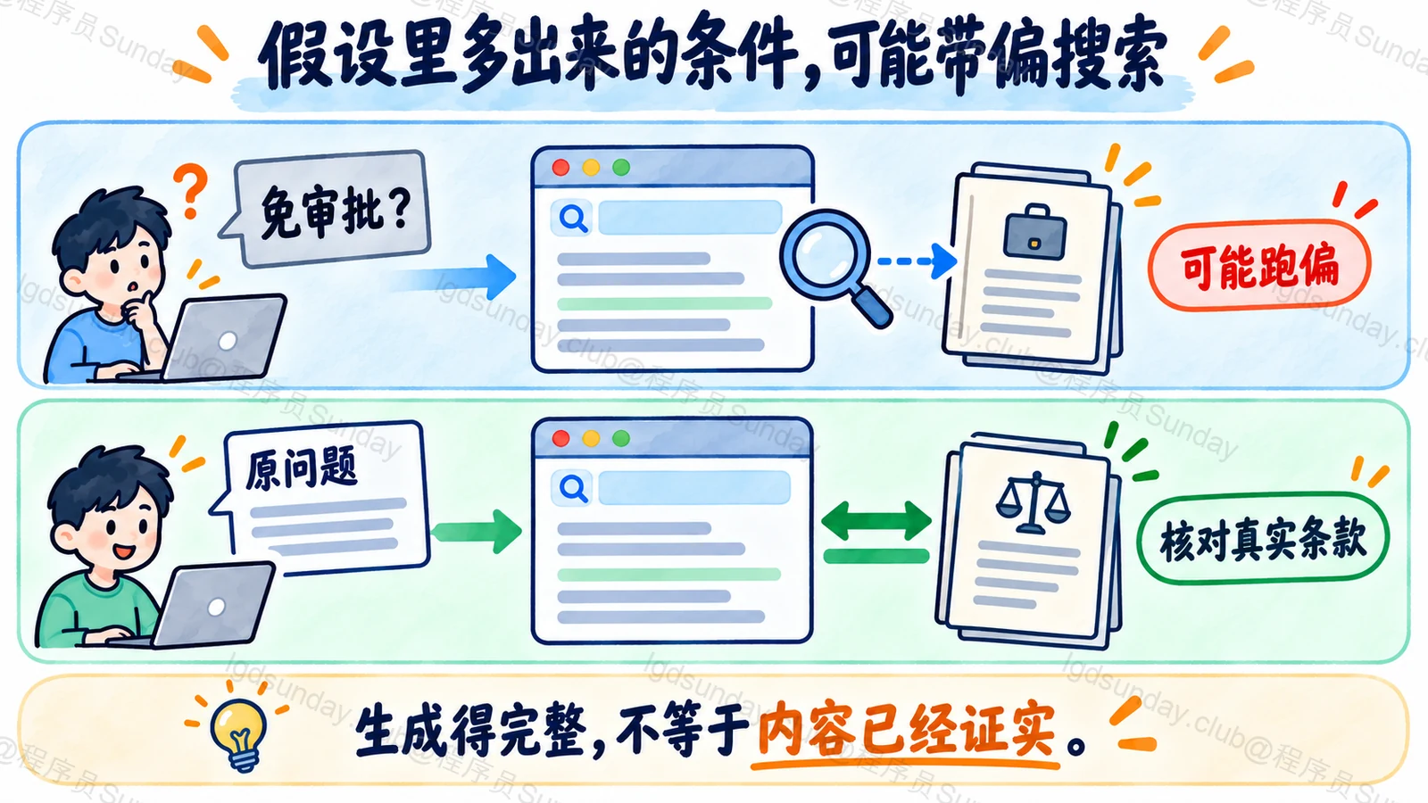 假设里多出来的条件,可能带偏搜索