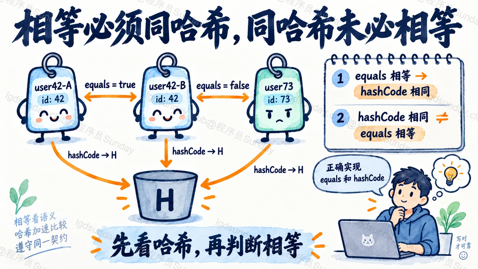 相等,必须走同一条查找路