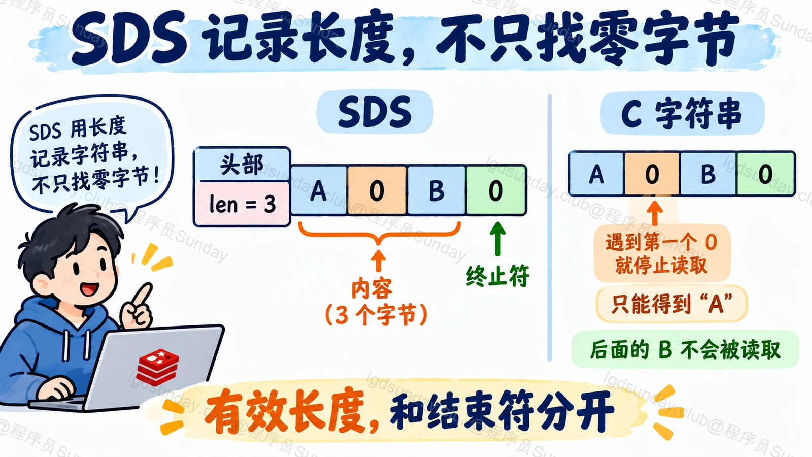 SDS 记录长度,不只找零字节