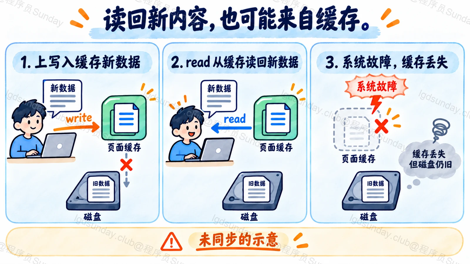 读回新内容,也可能来自缓存