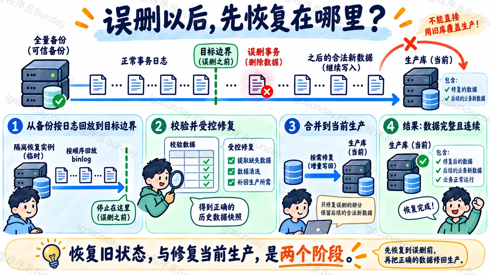 备份加连续binlog在隔离实例重放到误操作前