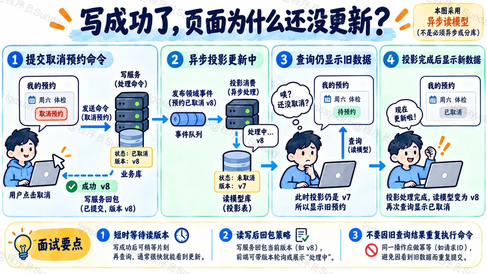 命令已经提交时异步读投影仍可能落后