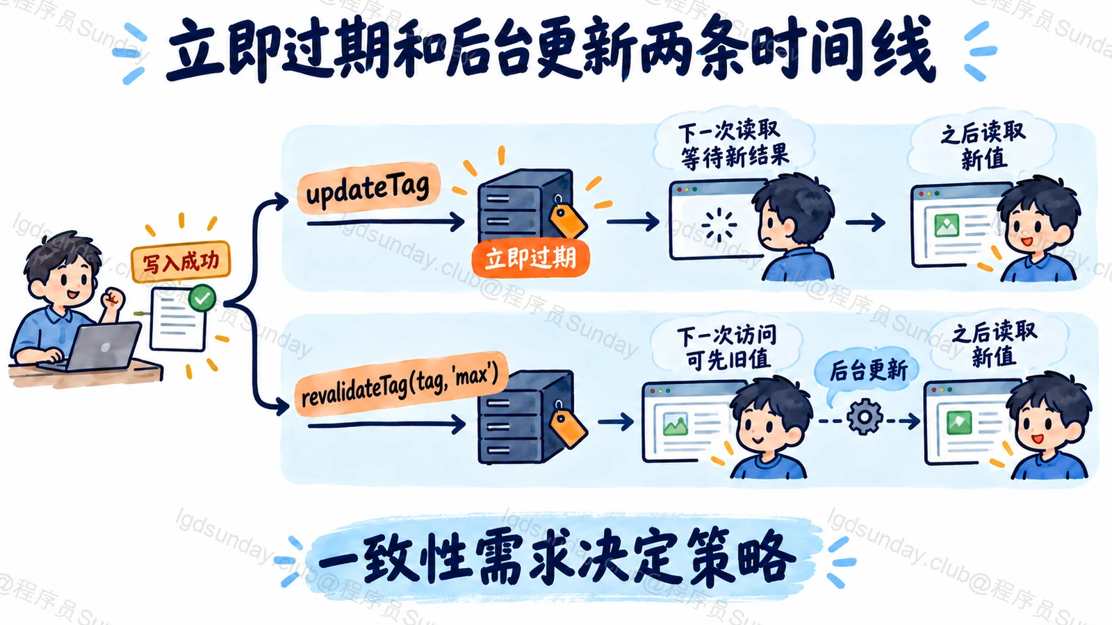 立即过期和后台更新两条时间线：一致性需求决定策略